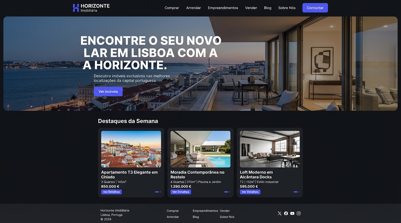 Website Horizonte Imobiliária criado pela VAQRION